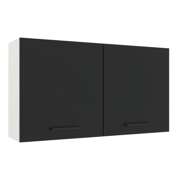 Armário Aéreo Madesa Agata 120 cm 2 Portas Branco/Preto