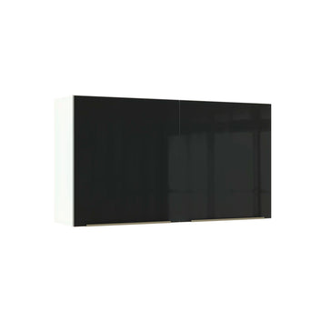 Armário Aéreo Madesa Lux 120 cm 2 Portas Branco/Preto
