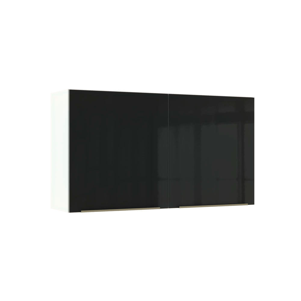 Armário Aéreo Madesa Lux 120 cm 2 Portas Branco/Preto