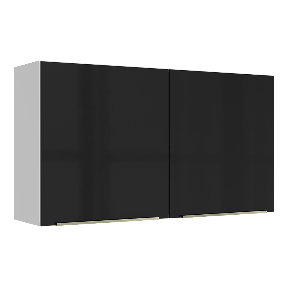 Armário Aéreo Madesa Lux 120 cm 2 Portas Branco/Preto