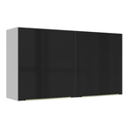 Armário Aéreo Madesa Lux 120 cm 2 Portas Branco/Preto