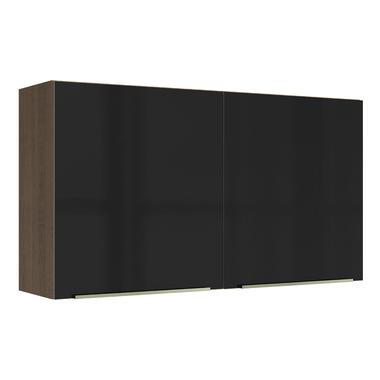 Armário Aéreo Madesa Lux 120 cm 2 Portas Rustic/Preto