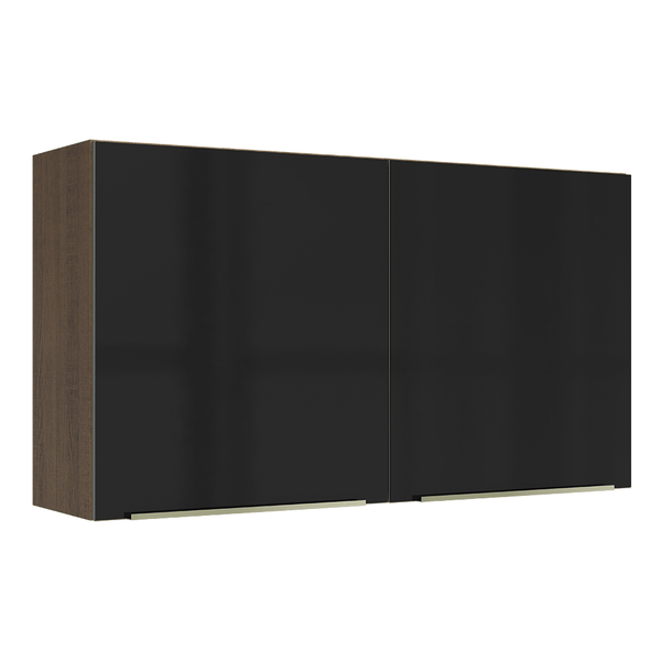 Armário Aéreo Madesa Lux 120 cm 2 Portas Rustic/Preto