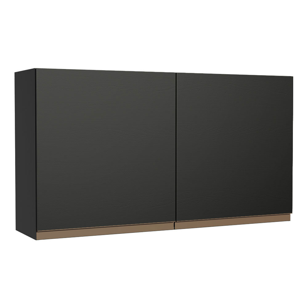 Armário Aéreo Madesa Reims 120 cm 2 Portas Preto