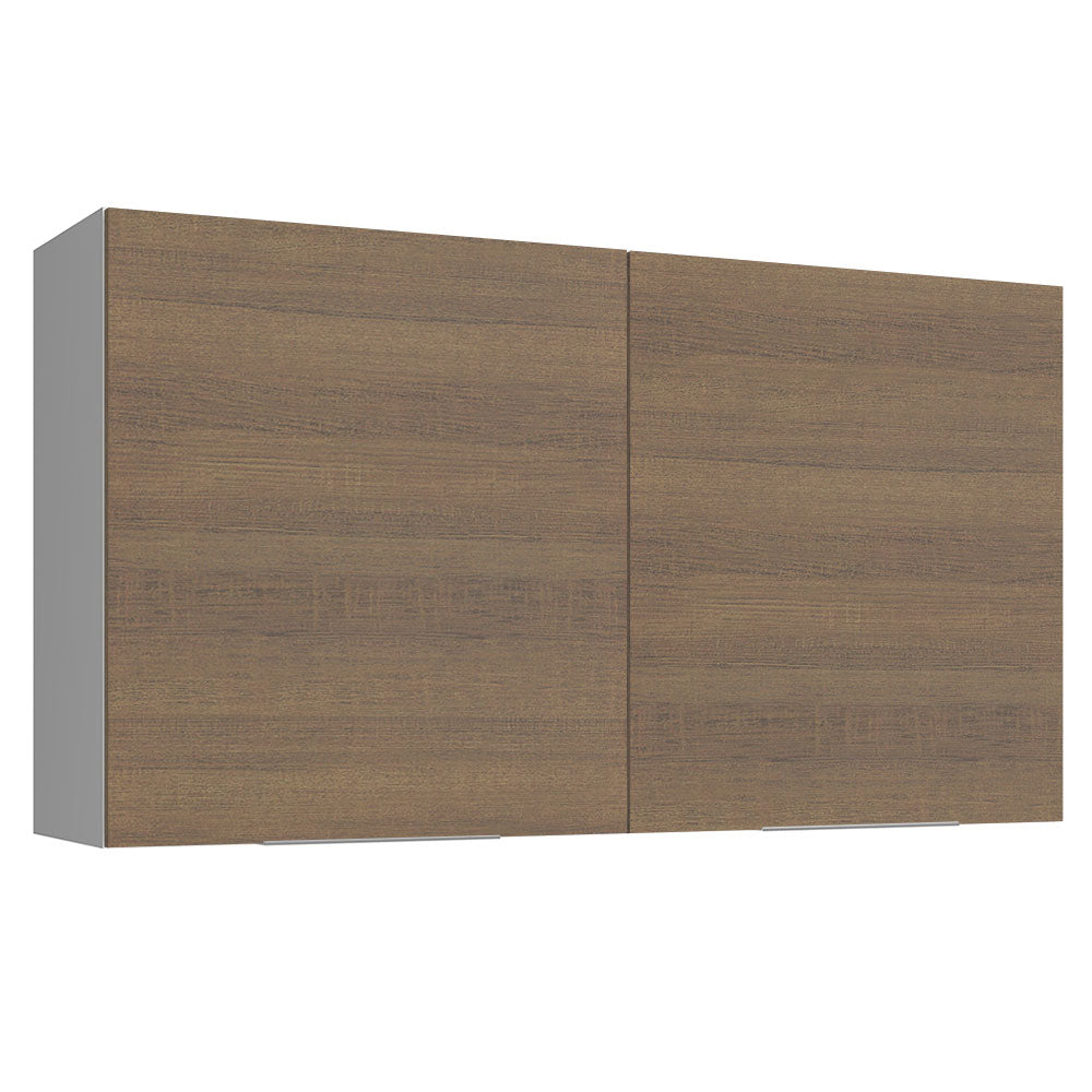 Armário Aéreo Madesa Stella 120 cm 2 Portas Branco/Rustic