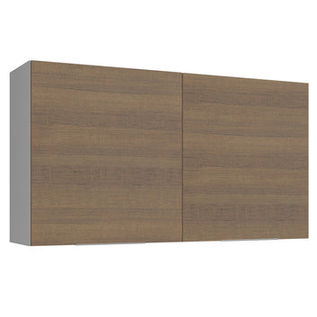 Armário Aéreo Madesa Stella 120 cm 2 Portas Branco/Rustic