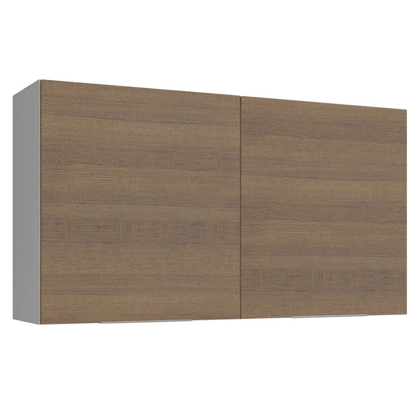 Armário Aéreo Madesa Stella 120 cm 2 Portas Branco/Rustic