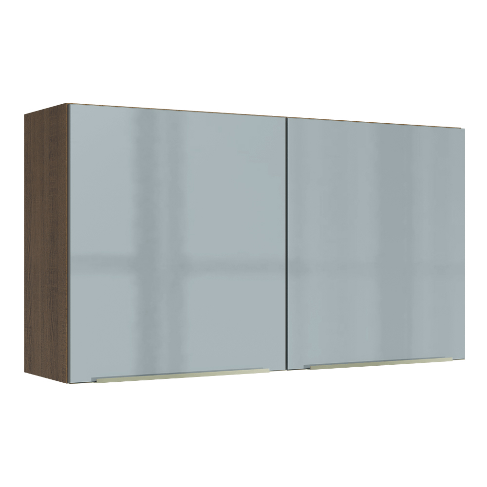 Armário Aéreo Madesa Lux 120 cm 2 Portas Rustic/Cinza