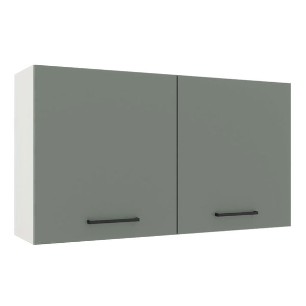 Armário Aéreo Madesa Agata 120 cm 2 Portas Branco/Cinza