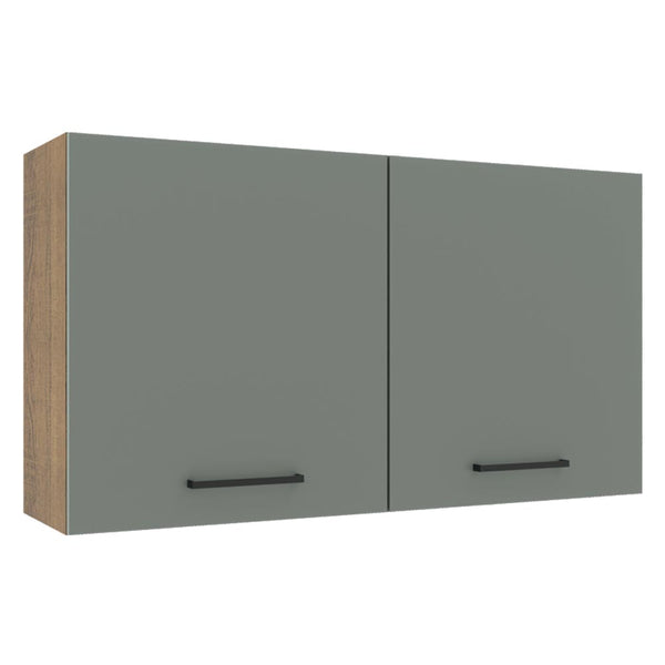 Armário Aéreo Madesa Agata 120 cm 2 Portas Rustic/Cinza