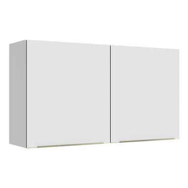 Armário Aéreo Madesa Lux 120 cm 2 Portas Branco/Branco Veludo