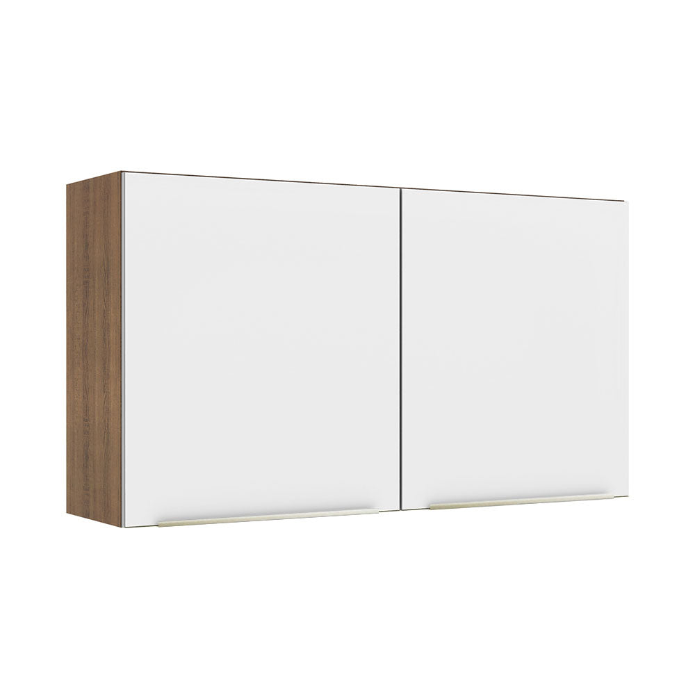 Armário Aéreo Madesa Lux 120 cm 2 Portas Rustic/Branco Veludo