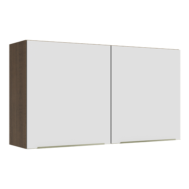 Armário Aéreo Madesa Lux 120 cm 2 Portas Rustic/Branco Veludo