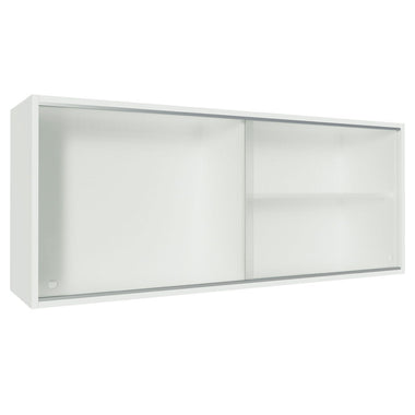 Armário Aéreo Madesa Acordes 100% MDF 2 Portas de Correr de Vidro Branco