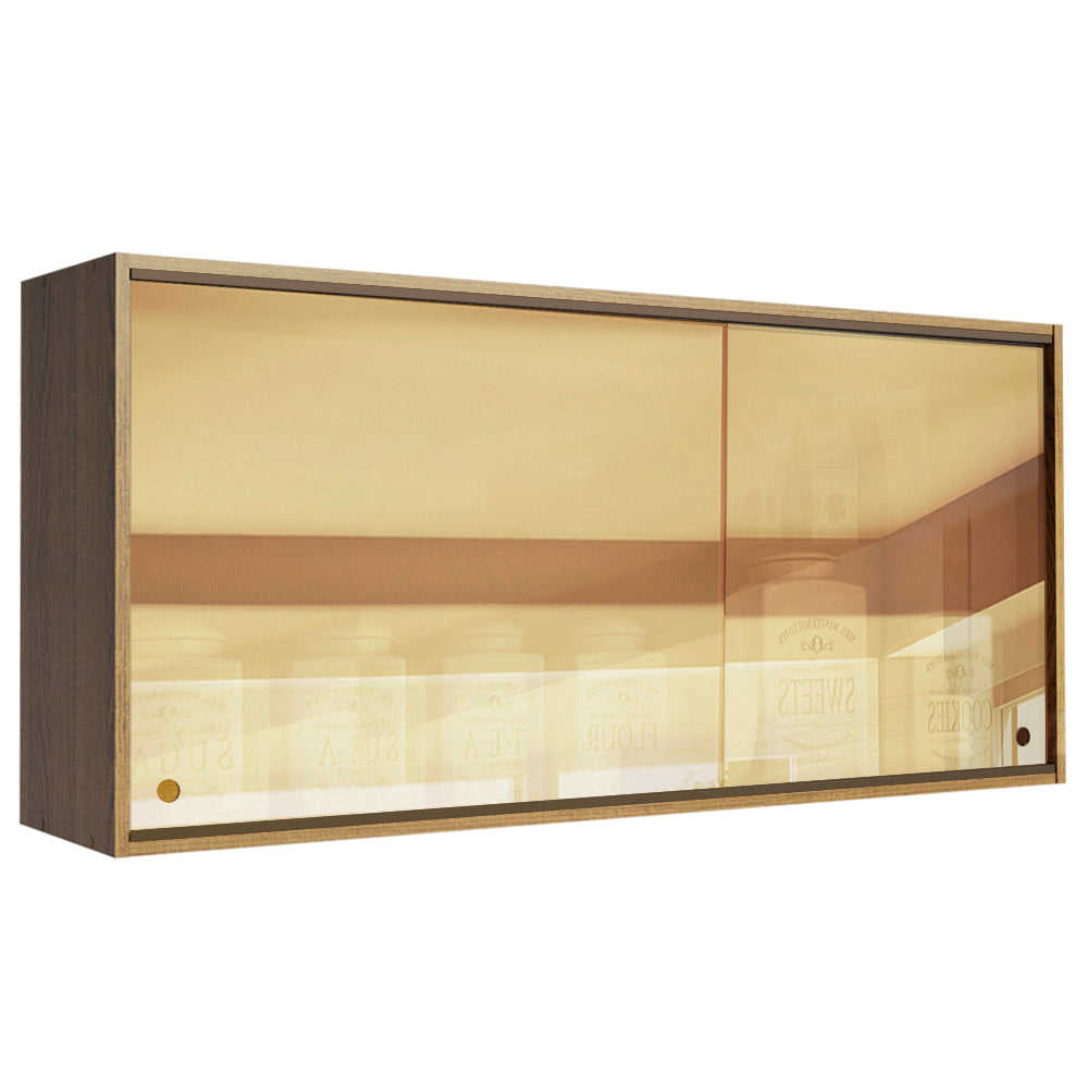Armário Aéreo Madesa Emilly 2 Portas de Correr de Vidro Reflex Rustic