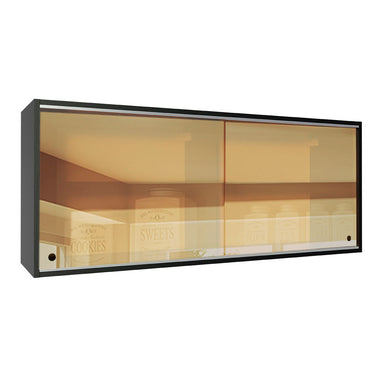 Armário Aéreo Madesa Reims 2 Portas de Correr de Vidro Reflex Preto