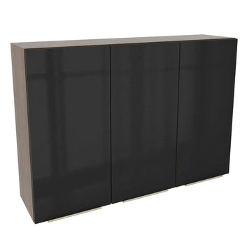 Armário Aéreo Madesa Lux 120 cm 3 Portas Rustic/Preto