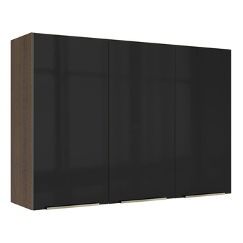 Armário Aéreo Madesa Lux 120 cm 3 Portas Rustic/Preto