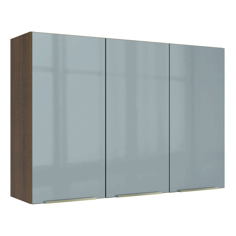 Armário Aéreo Madesa Lux 120 cm 3 Portas Rustic/Cinza