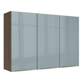 Armário Aéreo Madesa Lux 120 cm 3 Portas Rustic/Cinza