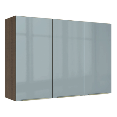 Armário Aéreo Madesa Lux 120 cm 3 Portas Rustic/Cinza
