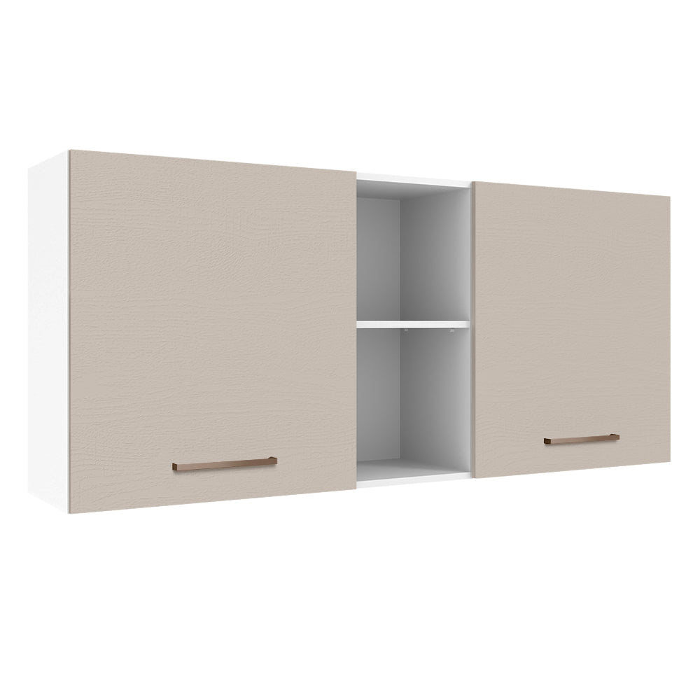 Armário Aéreo 150 cm 2 Portas e 2 Nichos Branco/Crema Agata Madesa