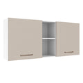 Armário Aéreo 150 cm 2 Portas e 2 Nichos Branco/Crema Agata Madesa