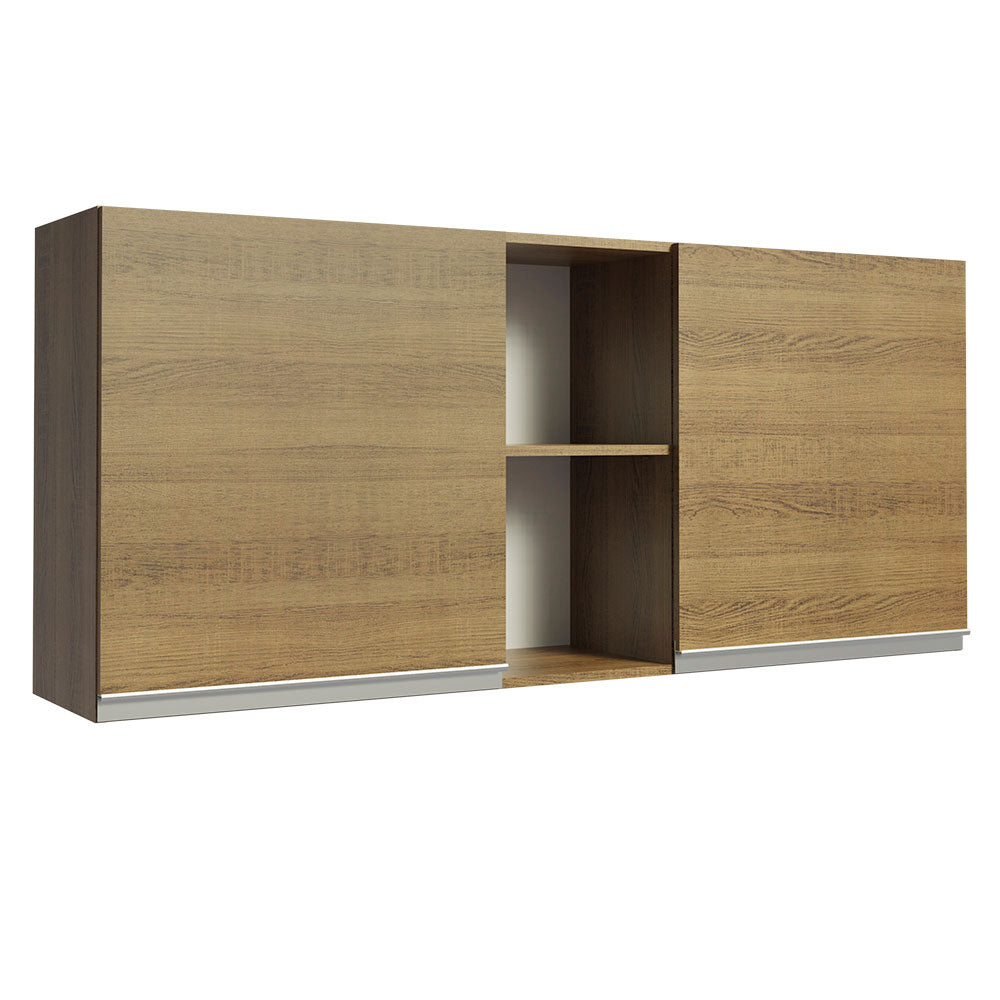 Armário Aéreo Madesa Glamy 150 cm 2 Portas e 2 Nichos Rustic