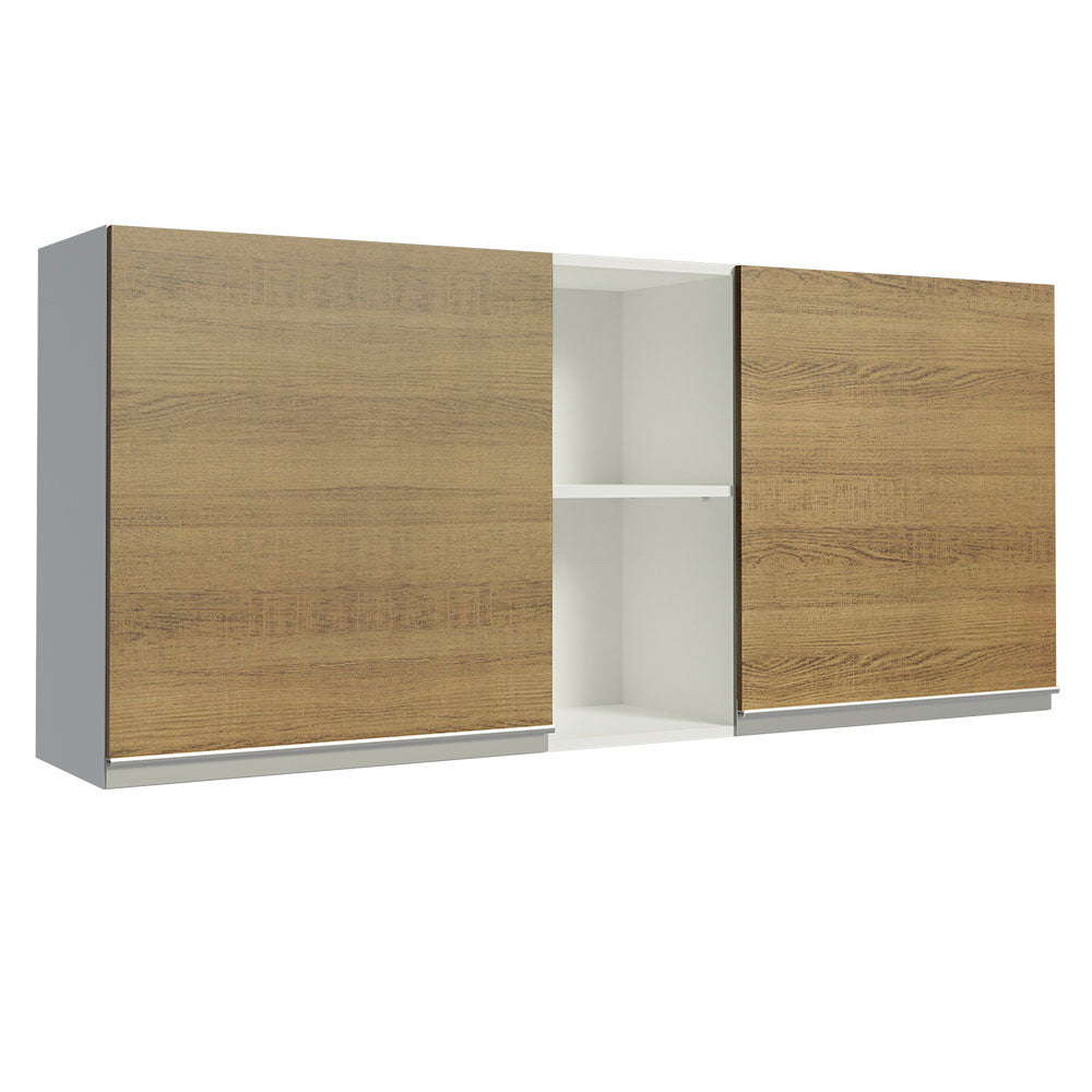 Armário Aéreo Madesa Glamy 150 cm 2 Portas e 2 Nichos Branco/Rustic