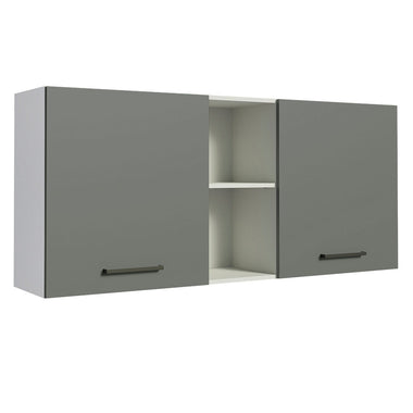Armário Aéreo Madesa Agata 150 cm 2 Portas e 2 Nichos Branco/Cinza