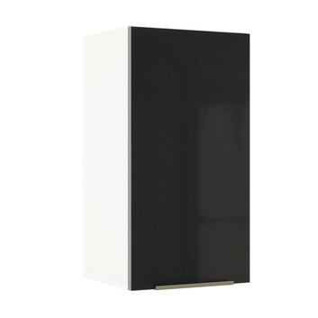 Armário Aéreo Madesa Lux 35 cm 1 Porta Branco/Preto