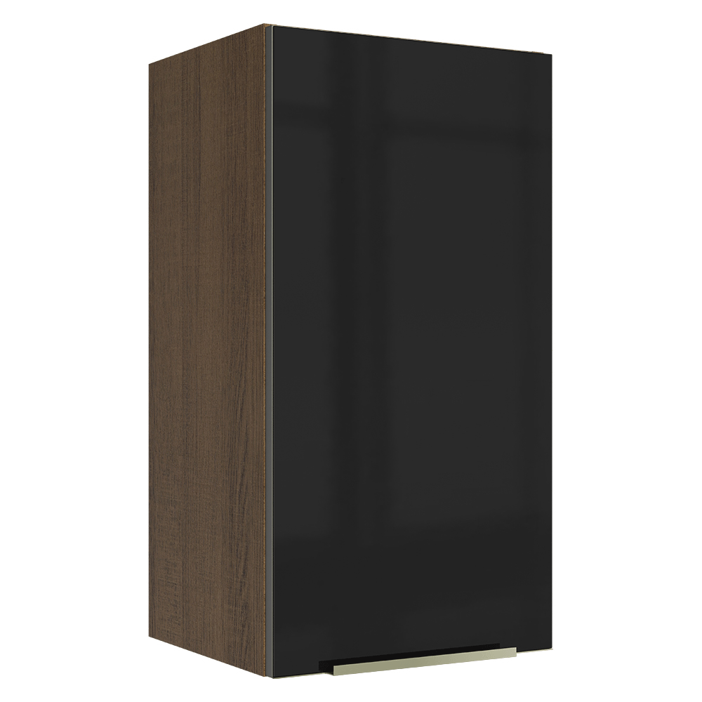Armário Aéreo Madesa Lux 35 cm 1 Porta Rustic/Preto
