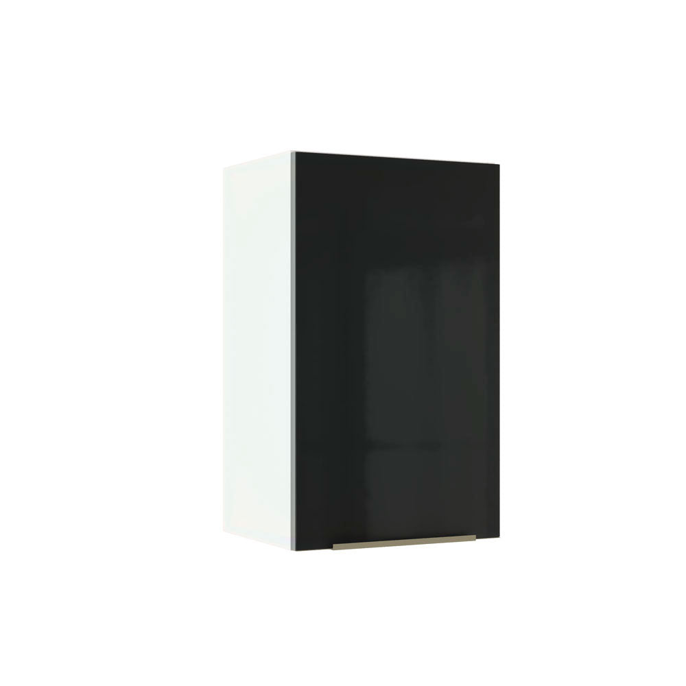 Armário Aéreo Madesa Lux 40 cm 1 Porta Branco/Preto