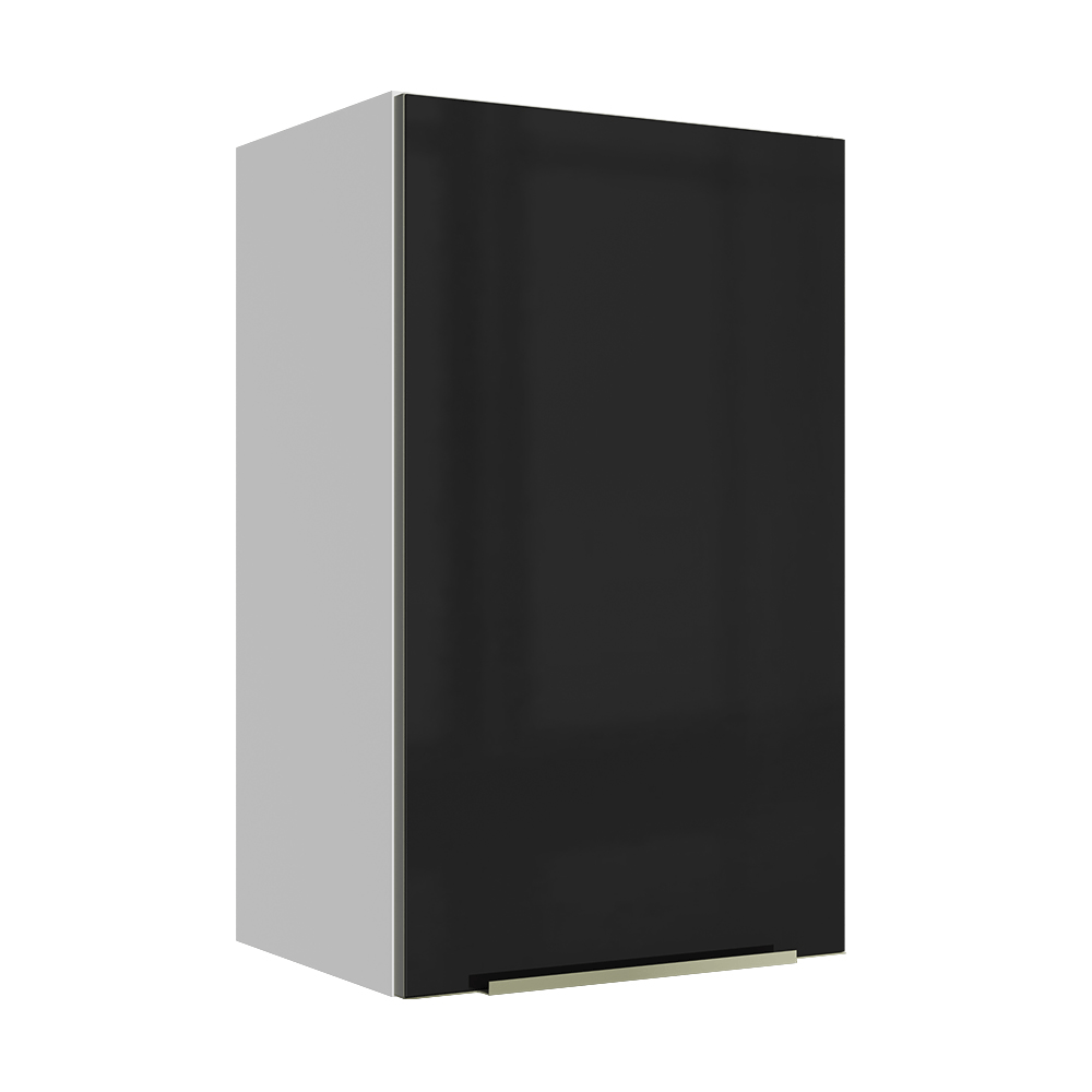 Armário Aéreo Madesa Lux 40 cm 1 Porta Branco/Preto