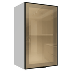 Armário Aéreo de Cozinha 1 Porta 40 cm Branco/Preto Vidro Reflecta Bronze Vinil Madesa