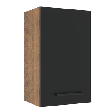Armário Aéreo Madesa Agata 40 cm 1 Porta Rustic/Preto