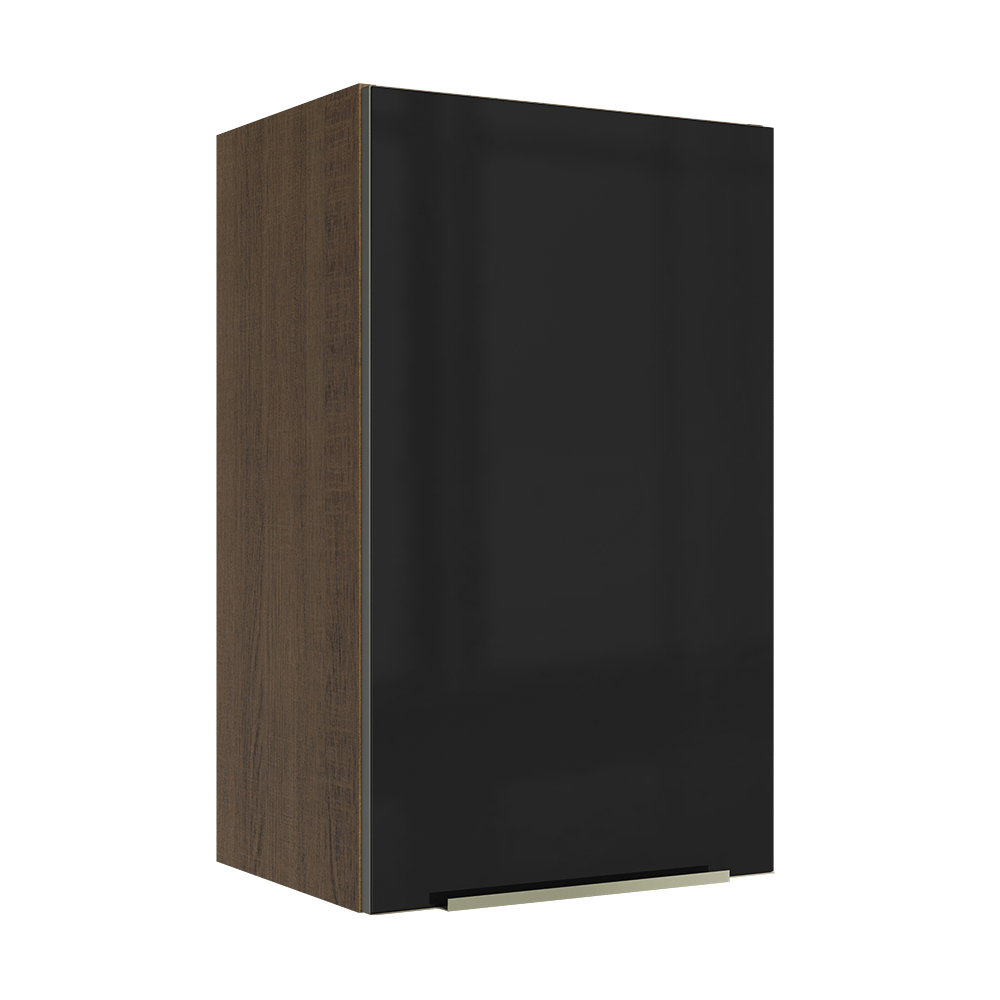 Armário Aéreo Madesa Lux 40 cm 1 Porta Rustic/Preto