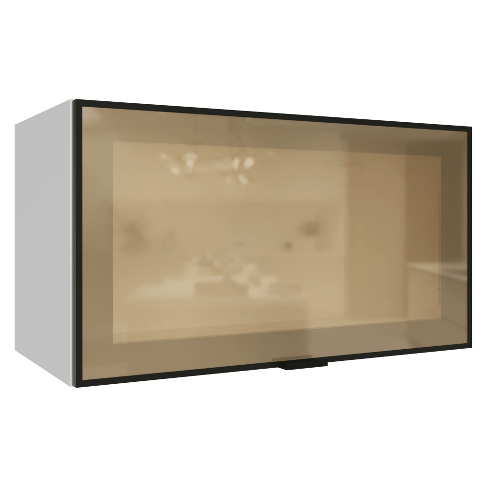 Armário Aéreo de Cozinha 1 Porta Basculante 60 cm Branco/Preto Vidro Reflecta Bronze Vinil Madesa