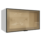 Armário Aéreo de Cozinha 1 Porta Basculante 60 cm Branco/Preto Vidro Reflecta Bronze Vinil Madesa