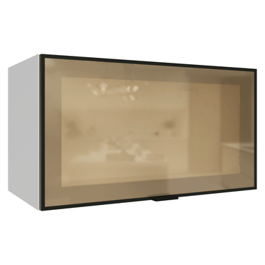 Armário Aéreo de Cozinha 1 Porta Basculante 60 cm Branco/Preto Vidro Reflecta Bronze Vinil Madesa