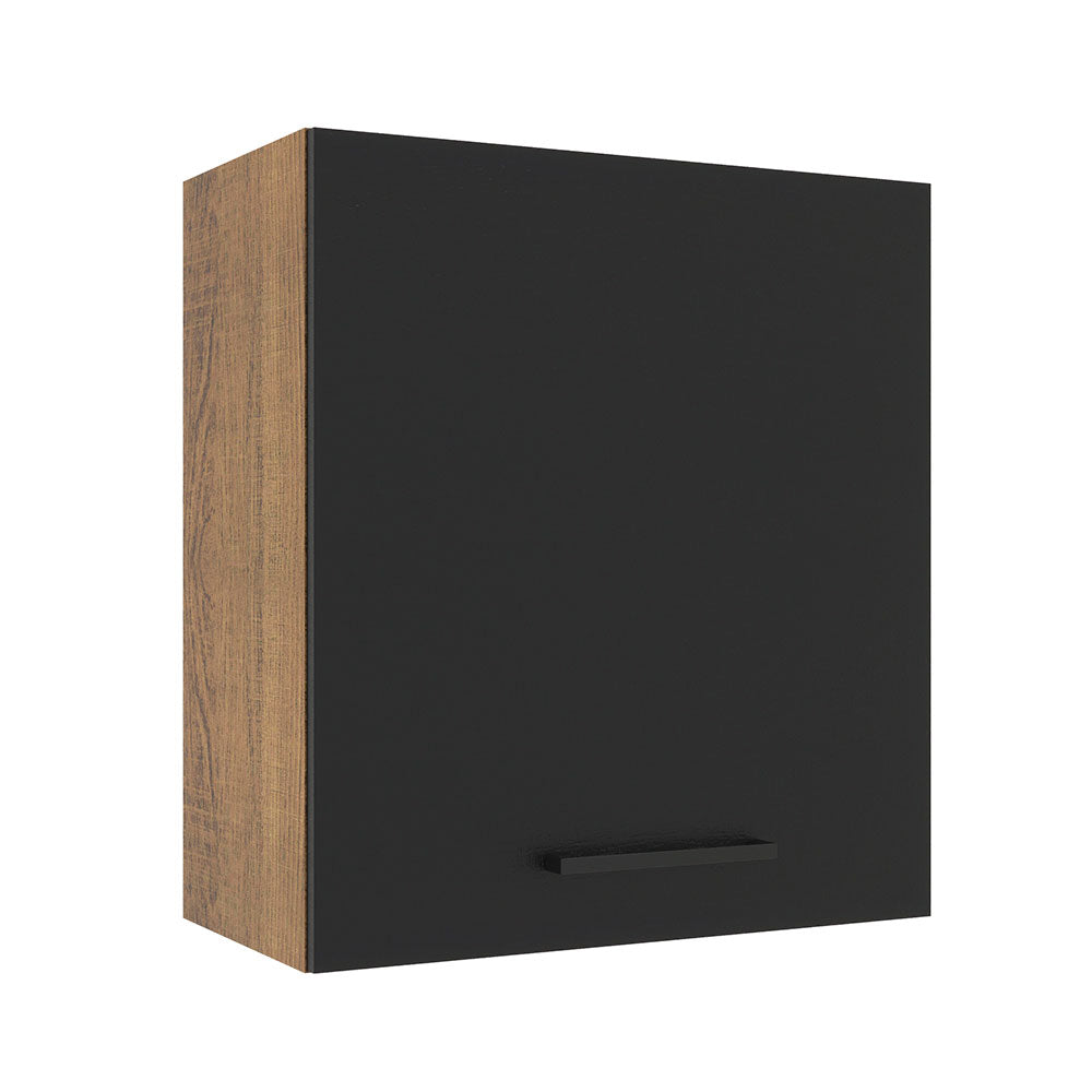 Armário Aéreo Madesa Agata 60 cm 1 Porta Rustic/Preto