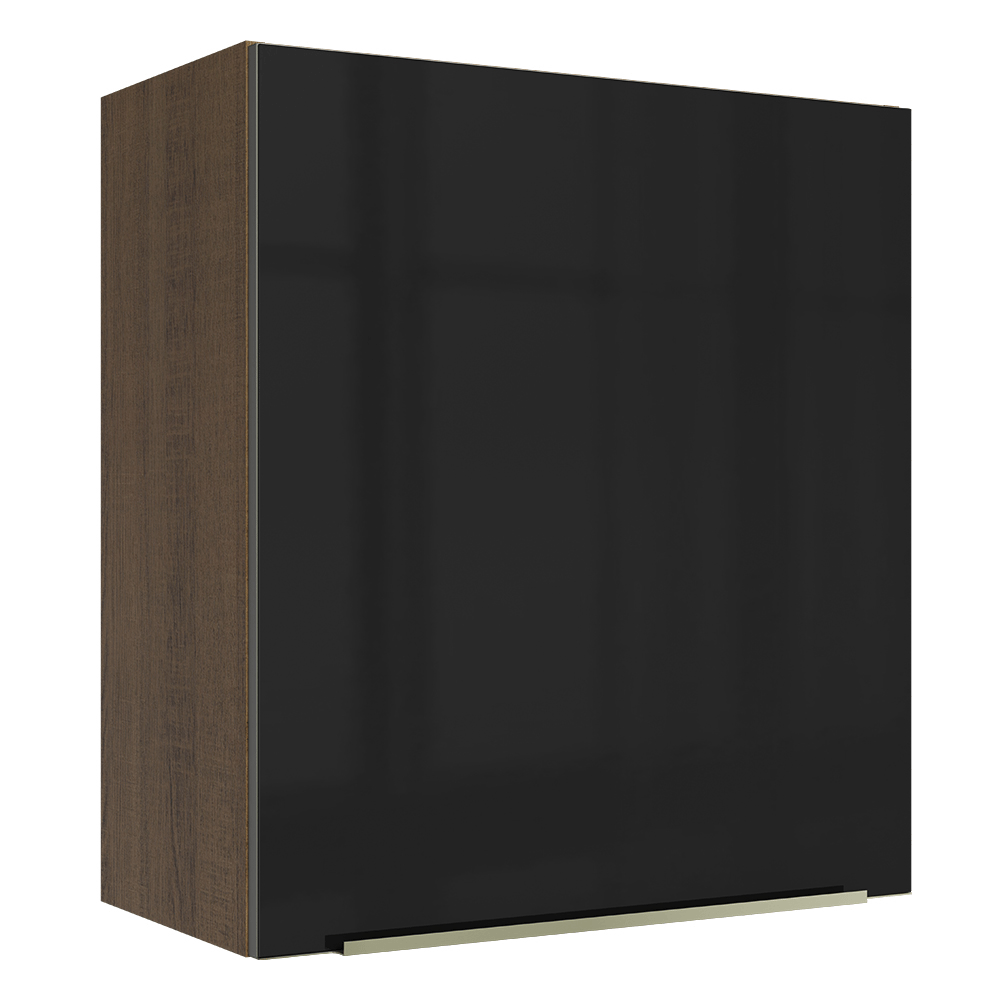 Armário Aéreo Madesa Lux 60 cm 1 Porta Rustic/Preto