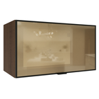 Armário Aéreo de Cozinha 1 Porta Basculante 60 cm Rustic/Preto Vidro Reflecta Bronze Vinil Madesa