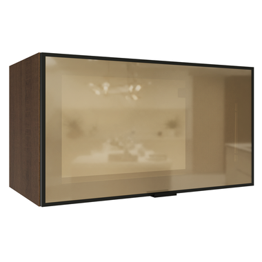 Armário Aéreo de Cozinha 1 Porta Basculante 60 cm Rustic/Preto Vidro Reflecta Bronze Vinil Madesa