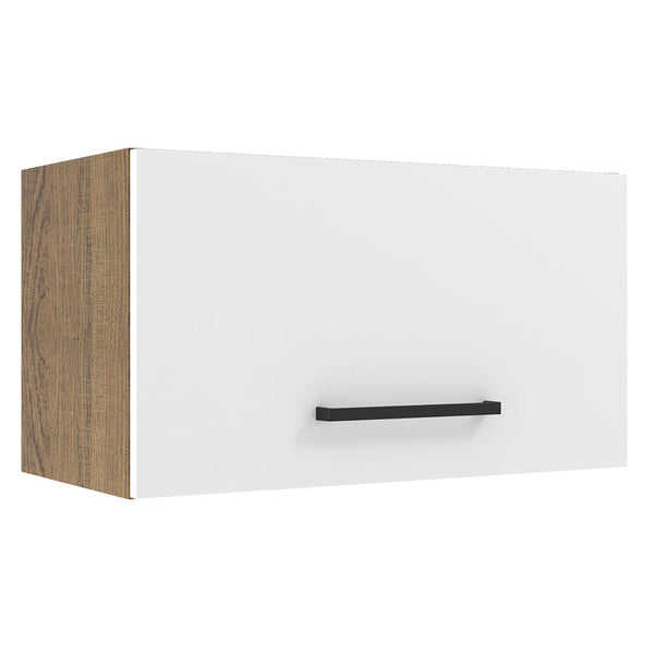 Armário Aéreo Madesa Agata 60 cm 1 Porta Basculante Rustic/Branco