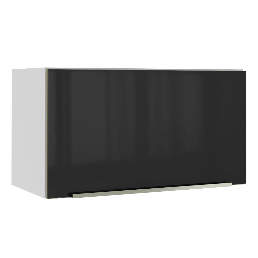 Armário Aéreo Madesa Lux 60 cm 1 Porta Basculante Branco/Preto