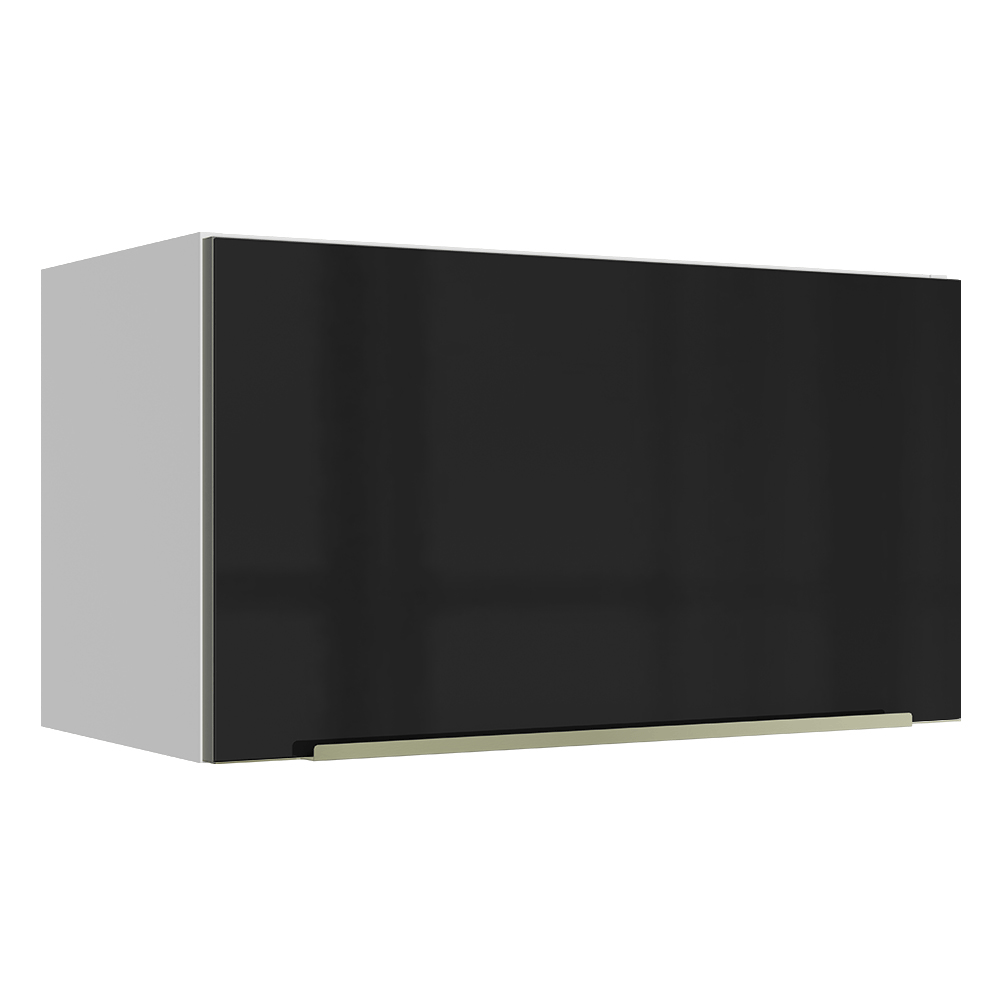 Armário Aéreo Madesa Lux 60 cm 1 Porta Basculante Branco/Preto