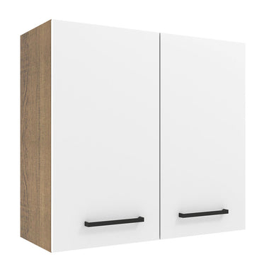 Armário Aéreo Madesa Agata 70 cm 2 Portas Rustic/Branco