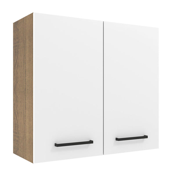 Armário Aéreo Madesa Agata 70 cm 2 Portas Rustic/Branco