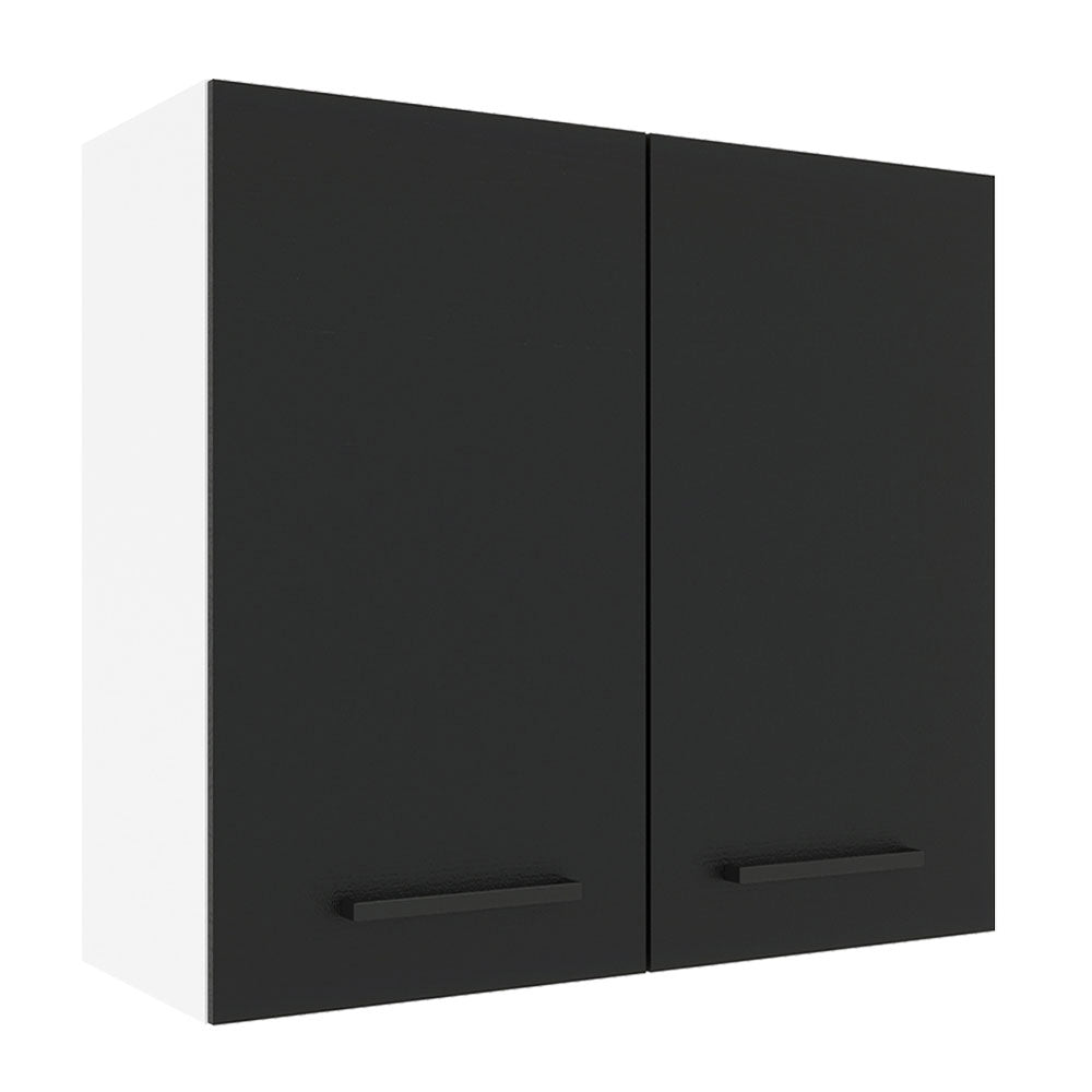 Armário Aéreo Madesa Agata 70 cm 2 Portas Branco/Preto